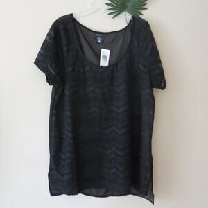 TORRID NWT Top Size 00/M/L Sheer Lace Black Short Sleeve Going Out Casual Flirty
